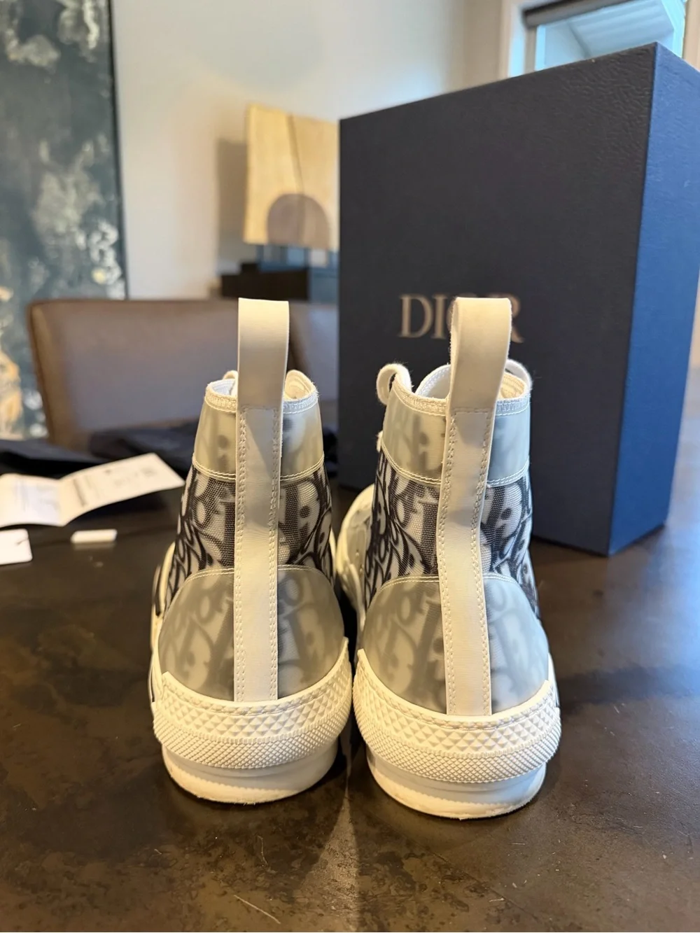 Dior Gray Dior Oblique High-Top Sneakers